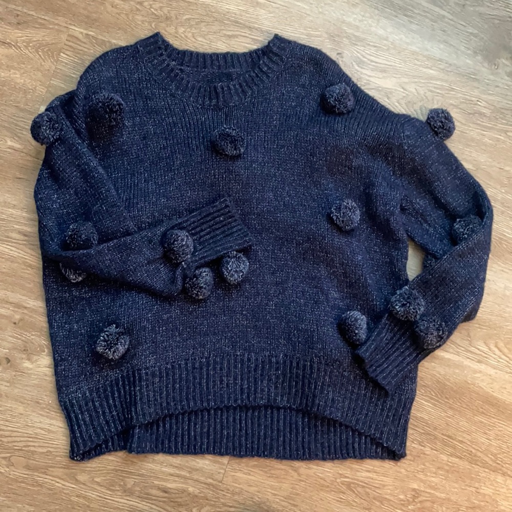 Navy Blue Pom Sweater